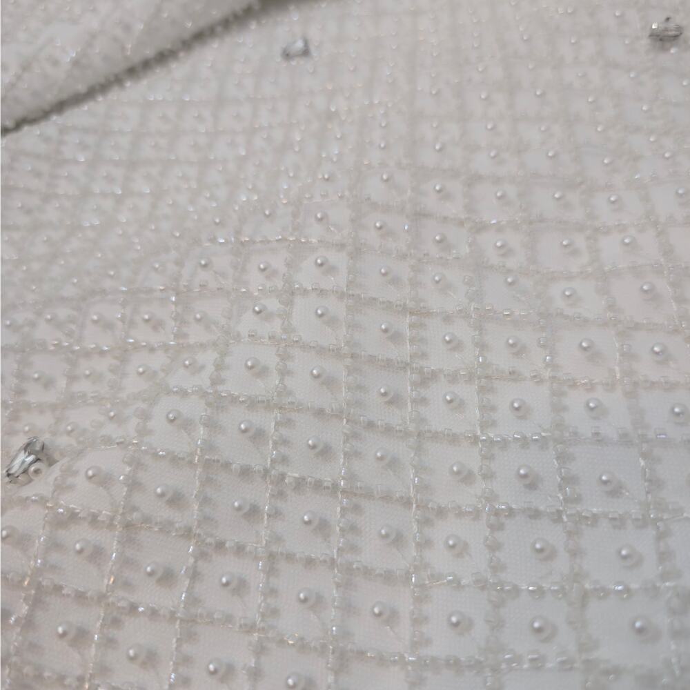 Morphine Fashion Pearl Crystal White Bridal Blazer Jacket XL NWT - Picture 5 of 11